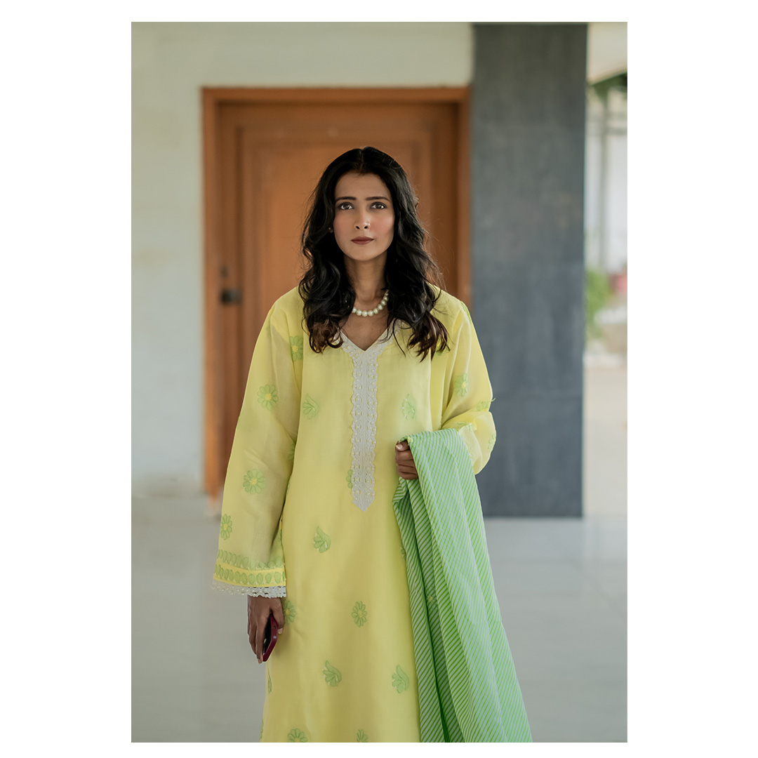 3-Piece Chickenkari Suit (Lemon) - Image 3