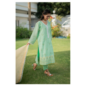 3-Piece Chickenkari Suit (Mint Green)