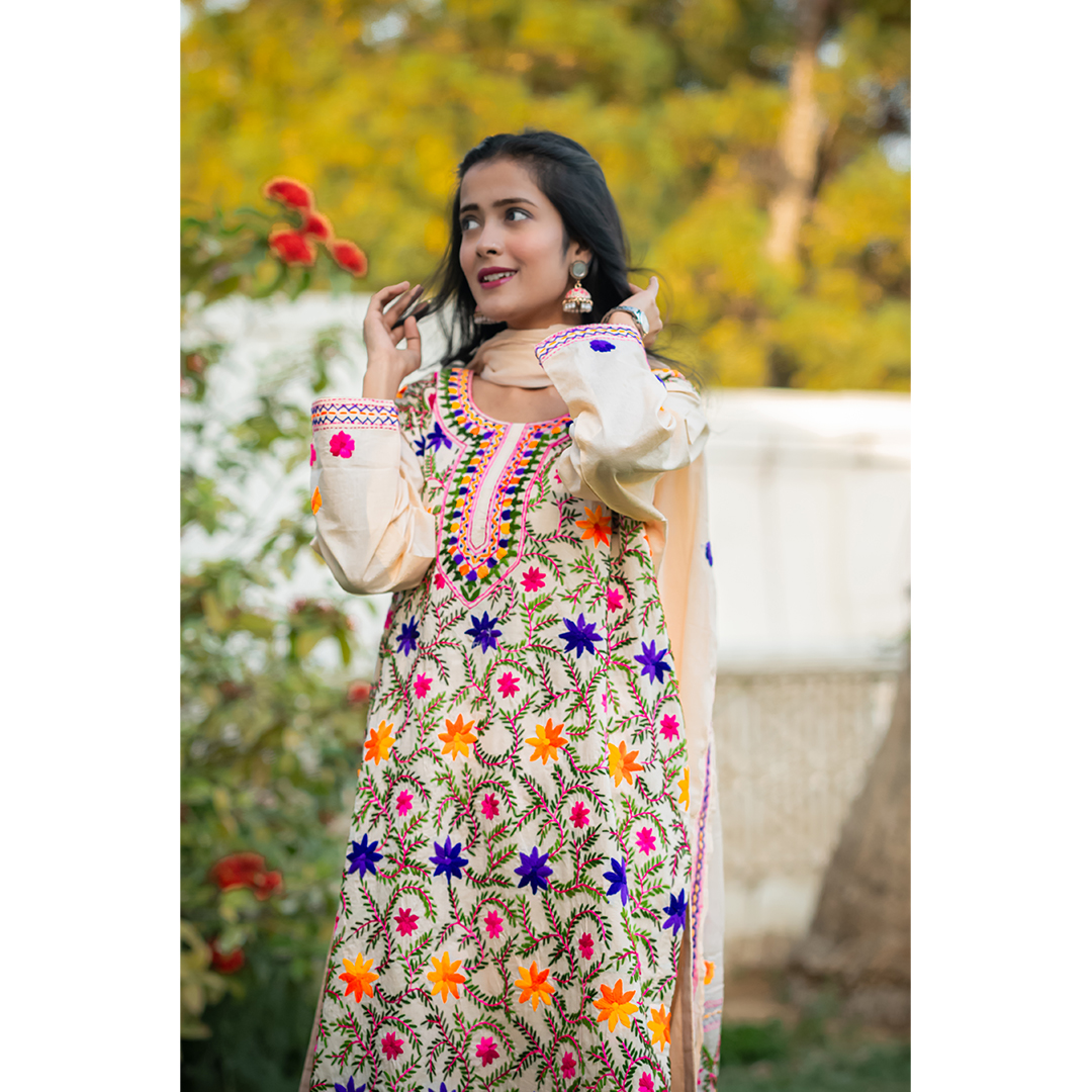 3-Piece Phulkari Suit (Multi Color) - Image 7