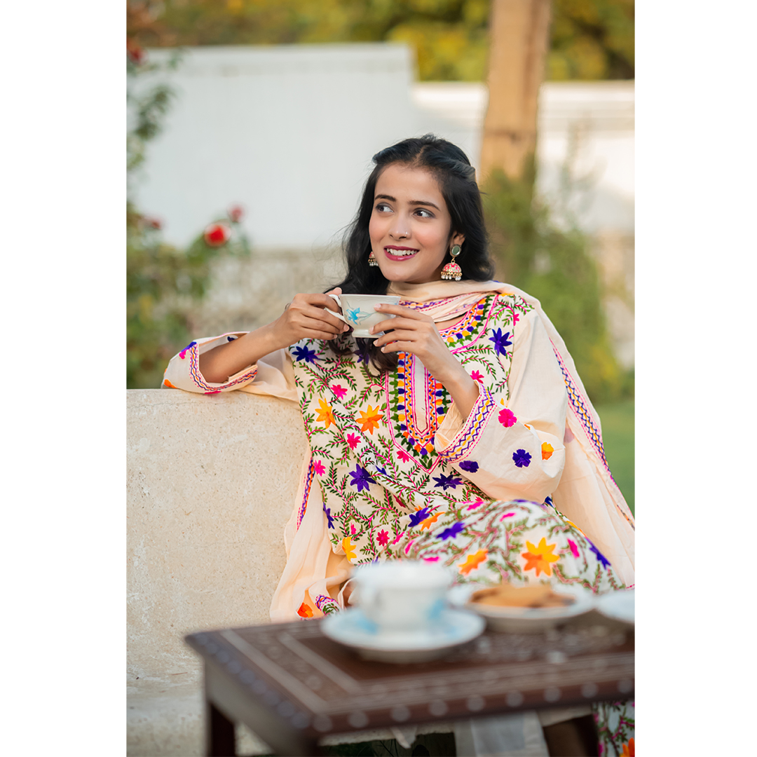 3-Piece Phulkari Suit (Multi Color) - Image 8