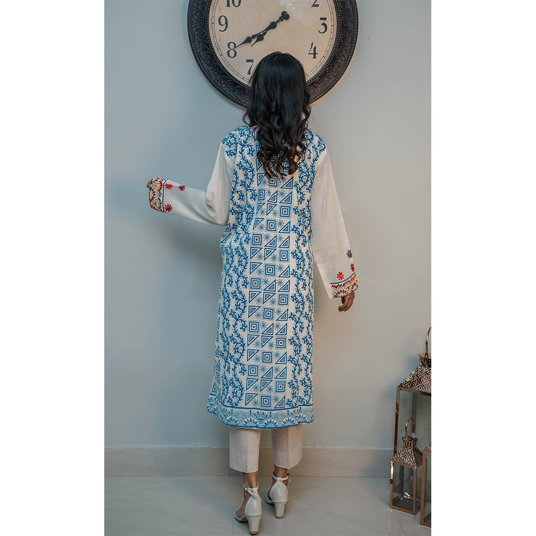 Kantha Kurta (Blue & Red) - Image 5