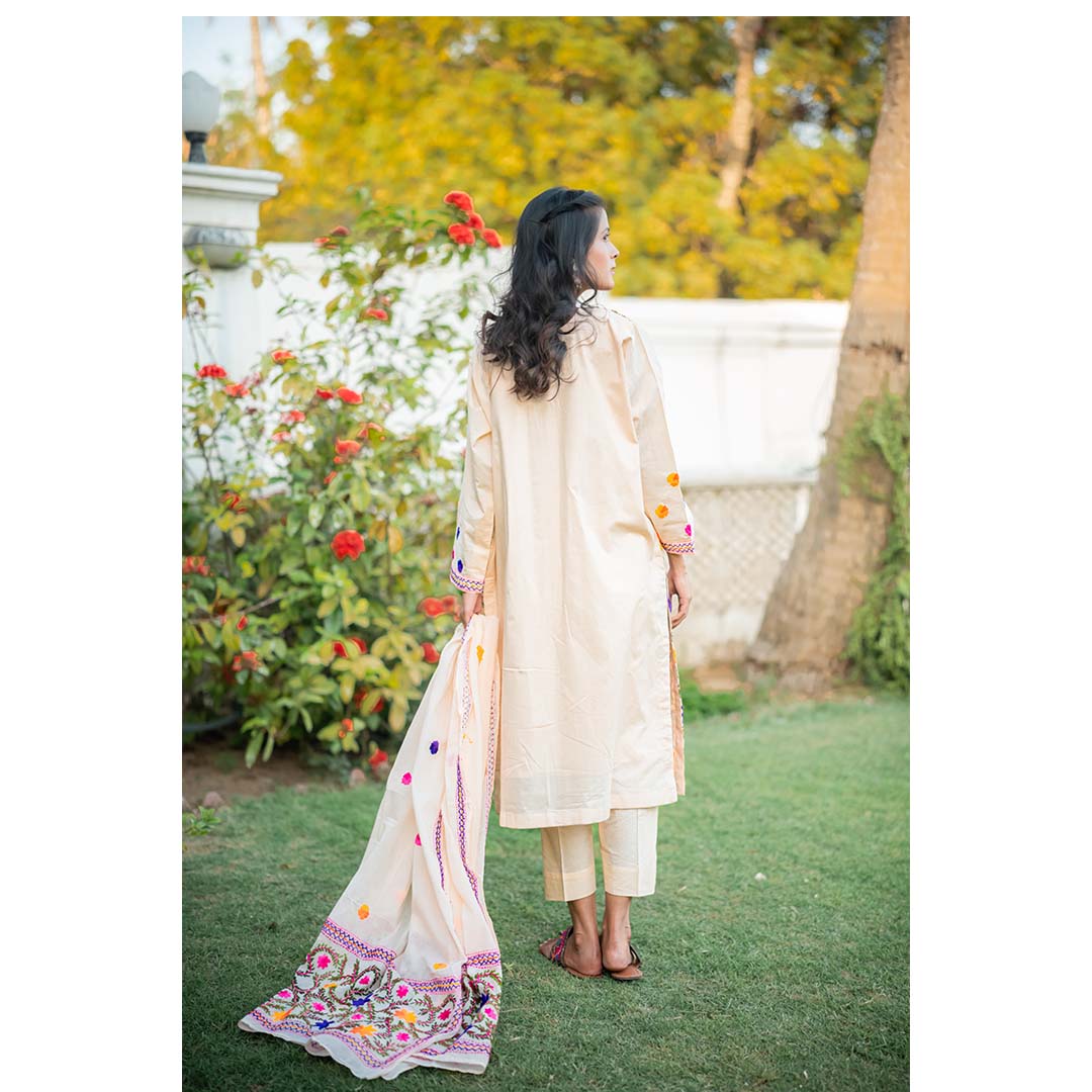 3-Piece Phulkari Suit (Multi Color) - Image 3
