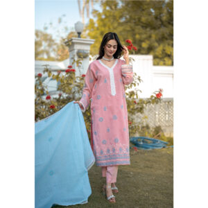 3-Piece Chickenkari Suit (Pink)