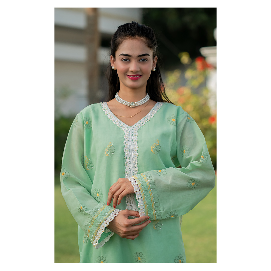 3-Piece Chickenkari Suit (Mint Green) - Image 8