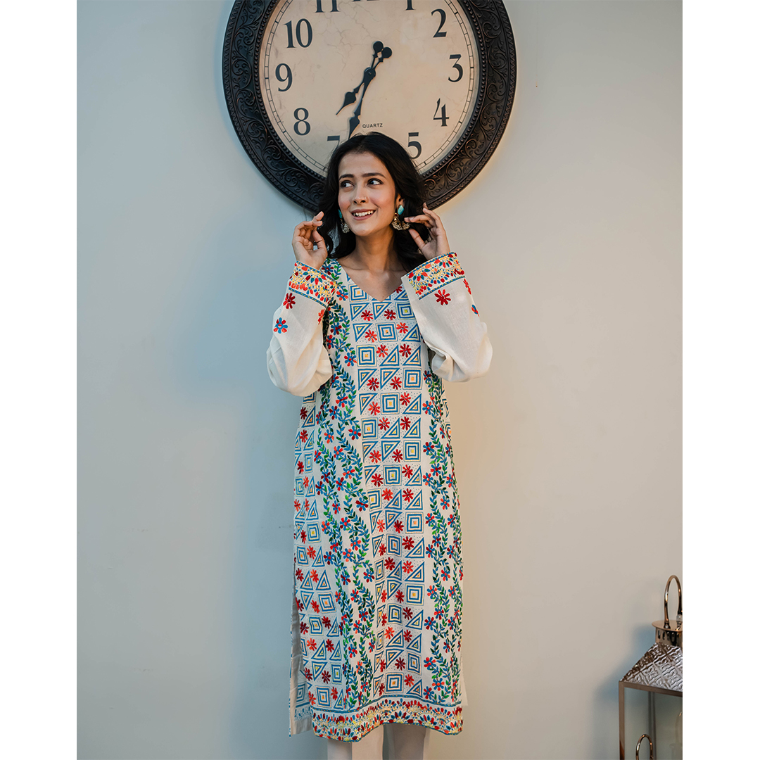 Kantha Kurta (Blue & Red) - Image 3