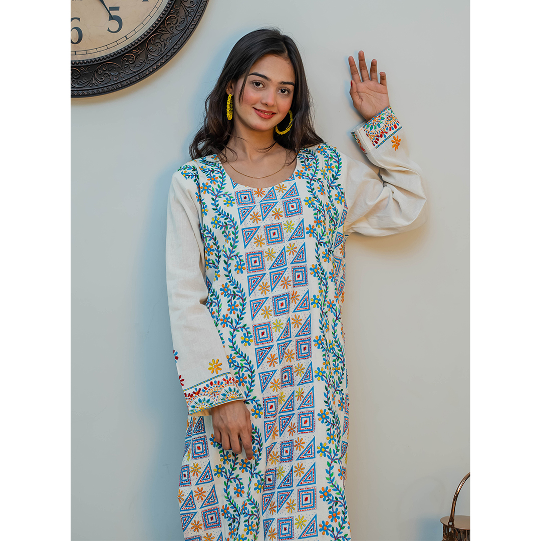 Kantha Kurta (Blue & Yellow)