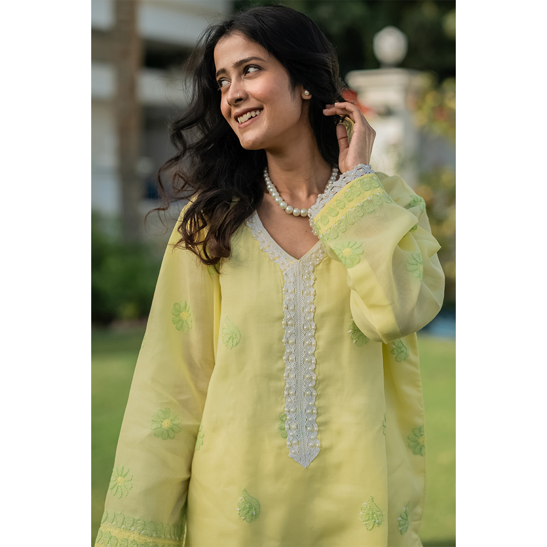 3-Piece Chickenkari Suit (Lemon) - Image 5