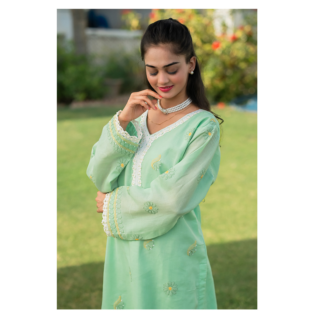 3-Piece Chickenkari Suit (Mint Green) - Image 4