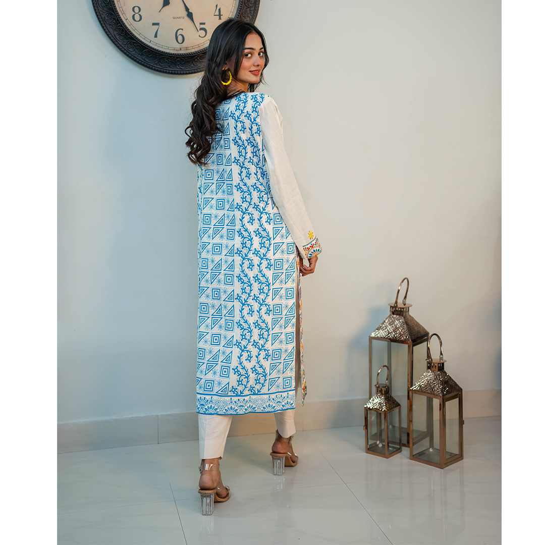 Kantha Kurta (Blue & Yellow) - Image 4