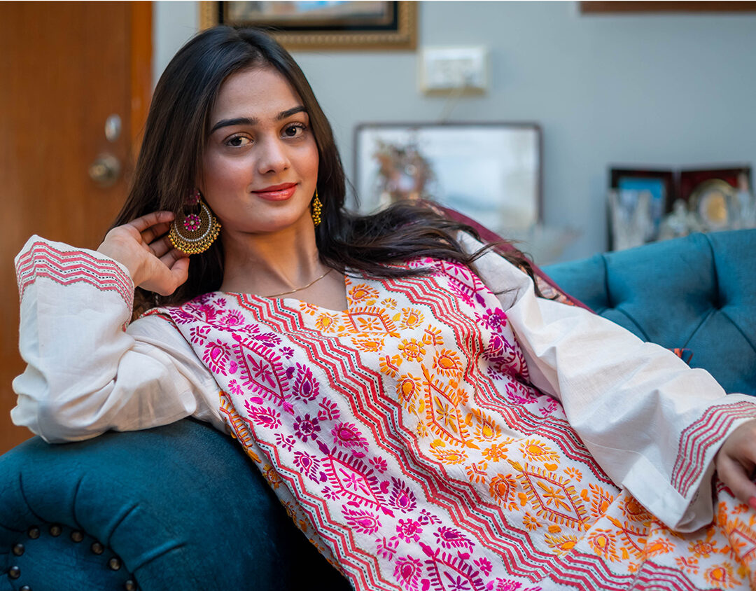 Kantha Kurta (Pink & Yellow) - Image 5