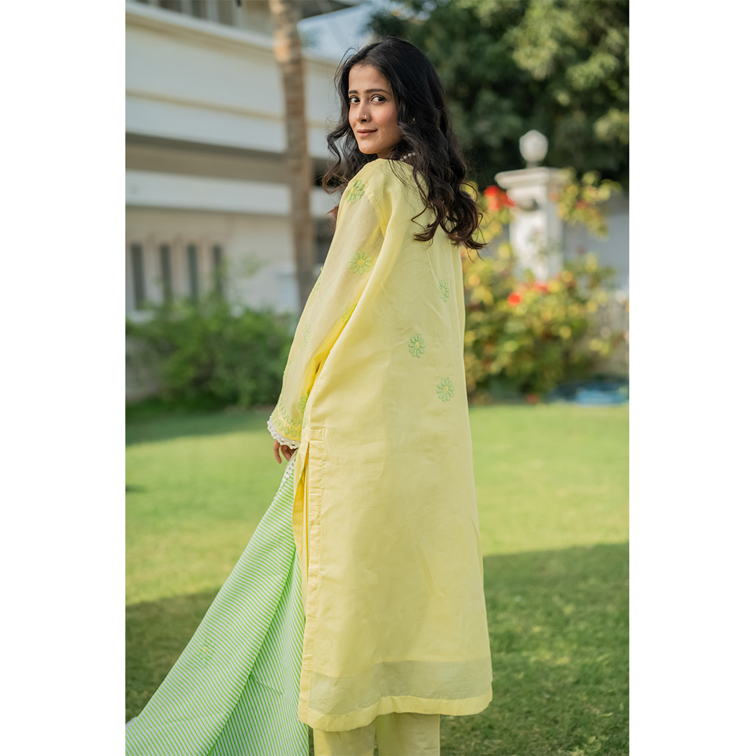 3-Piece Chickenkari Suit (Lemon) - Image 6