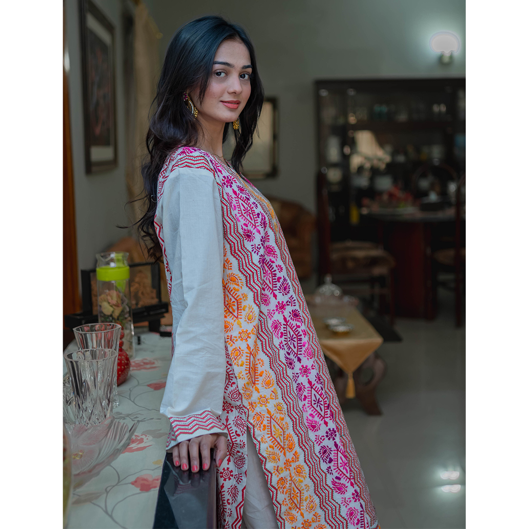 Kantha Kurta (Pink & Yellow) - Image 6