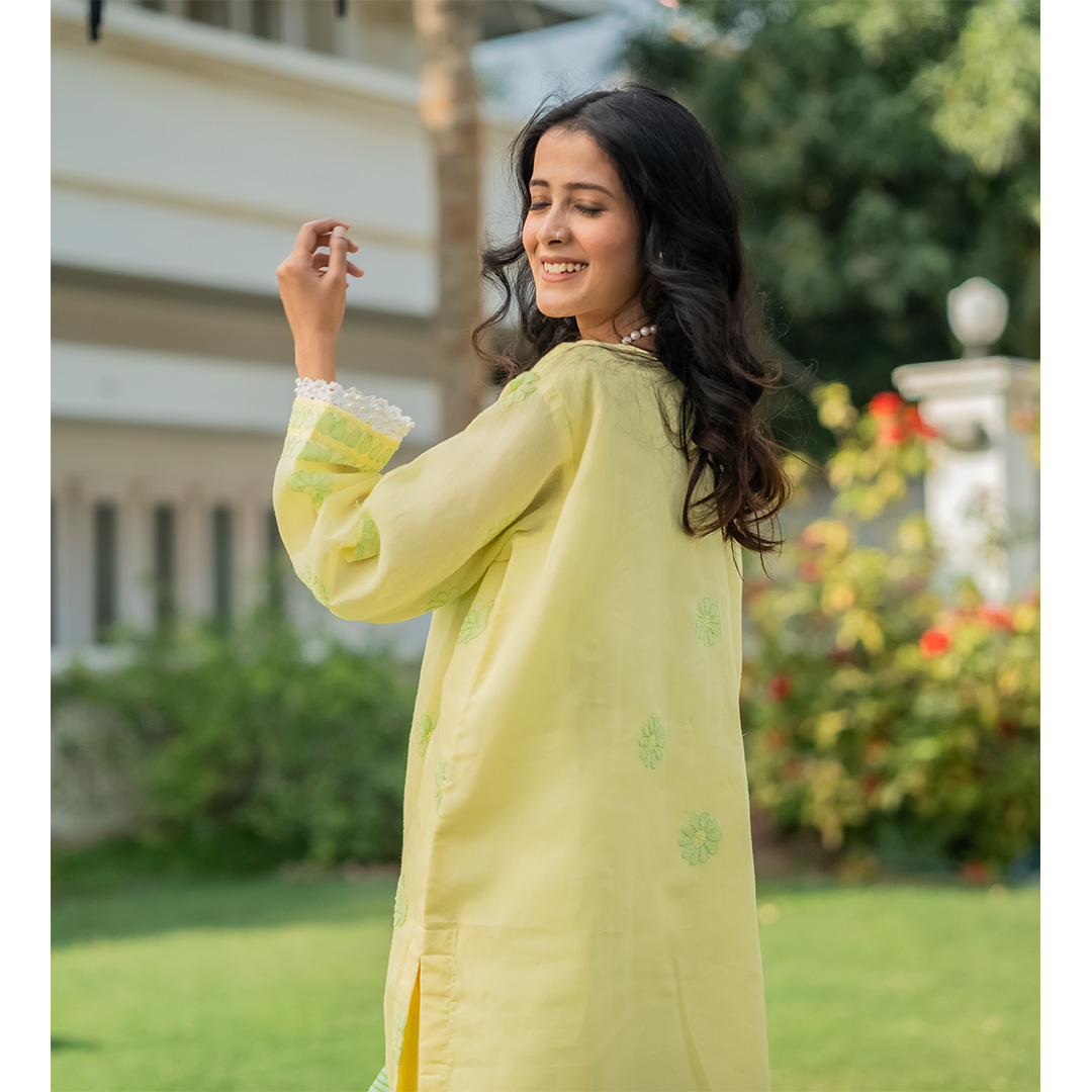 3-Piece Chickenkari Suit (Lemon) - Image 7