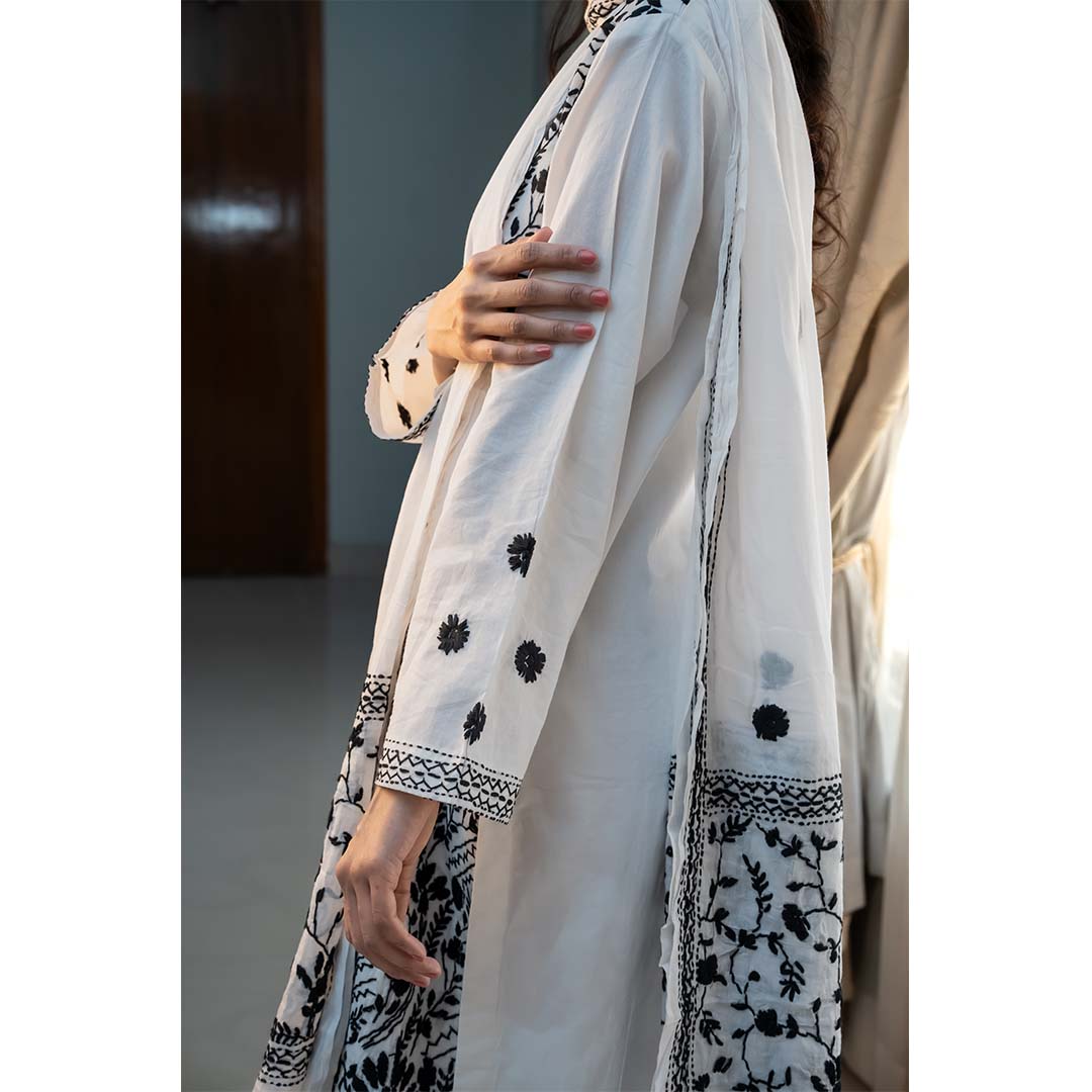 3-Piece Phulkari Suit (B&W) - Image 6
