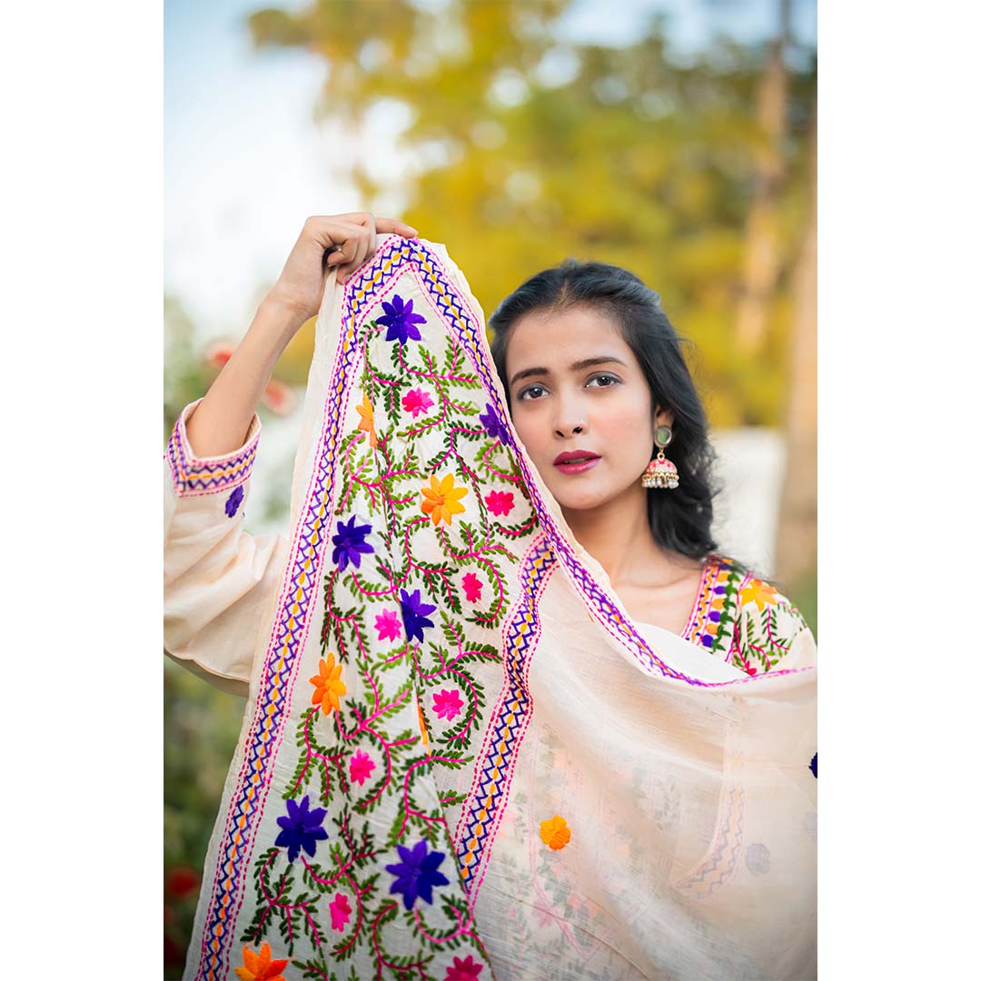 3-Piece Phulkari Suit (Multi Color) - Image 5