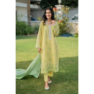 3-Piece Chickenkari Suit (Lemon)
