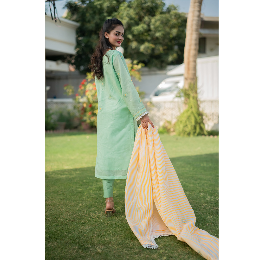 3-Piece Chickenkari Suit (Mint Green) - Image 7